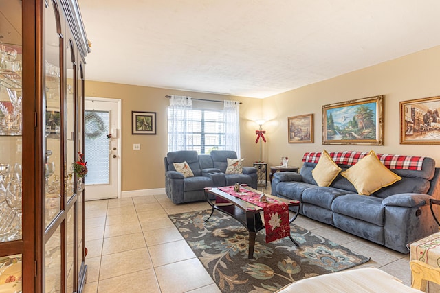 view of tiled living room