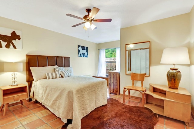 bedroom featuring ceiling fan