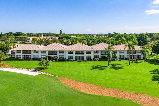 view of community featuring a lawn