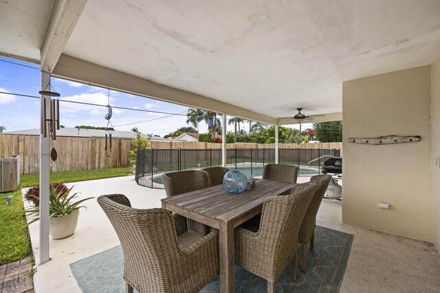 view of patio with ceiling fan