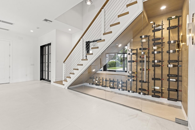 wine cellar featuring tile patterned floors