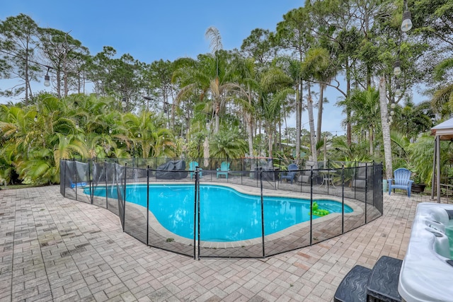 view of swimming pool featuring a patio area