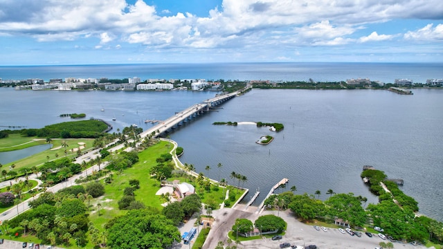 bird's eye view featuring a water view