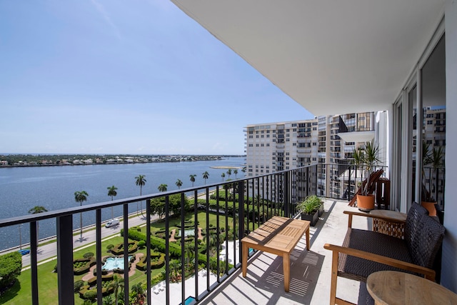 balcony with a water view