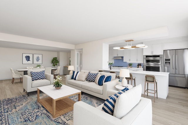 living room with light hardwood / wood-style floors