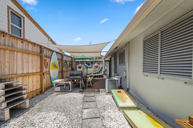 view of patio / terrace featuring central AC unit