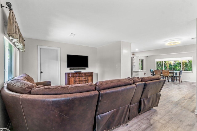 living room featuring light hardwood / wood-style floors