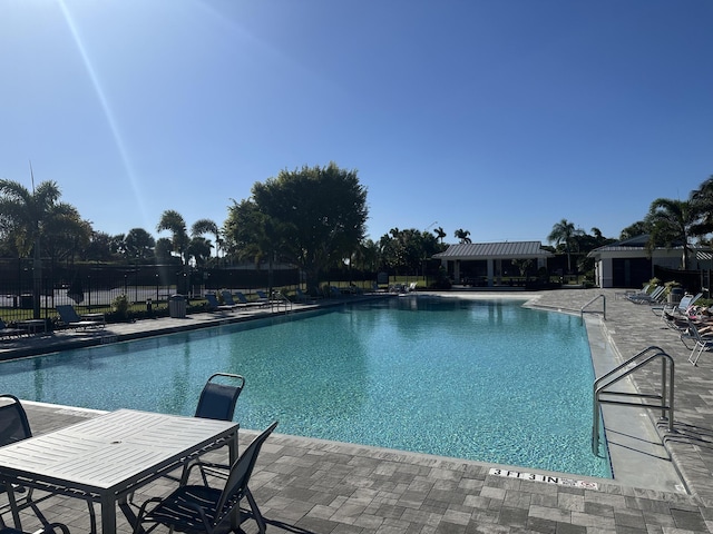 view of swimming pool featuring a patio