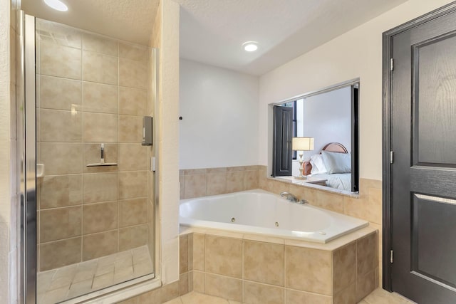 full bath with recessed lighting, a shower stall, a whirlpool tub, and ensuite bathroom