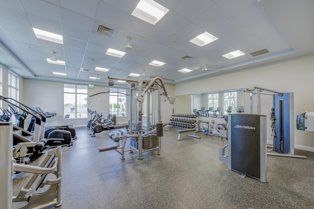 exercise room with visible vents and a wealth of natural light