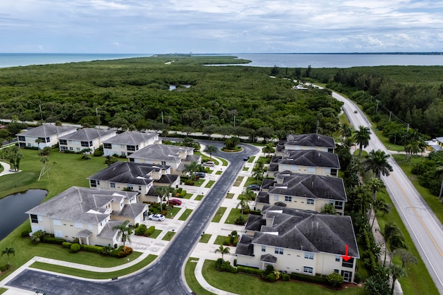 bird's eye view featuring a water view