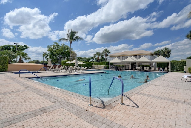 view of pool featuring a patio area