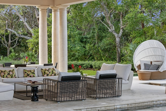 view of patio with an outdoor hangout area