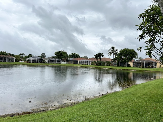 view of water feature with a residential view