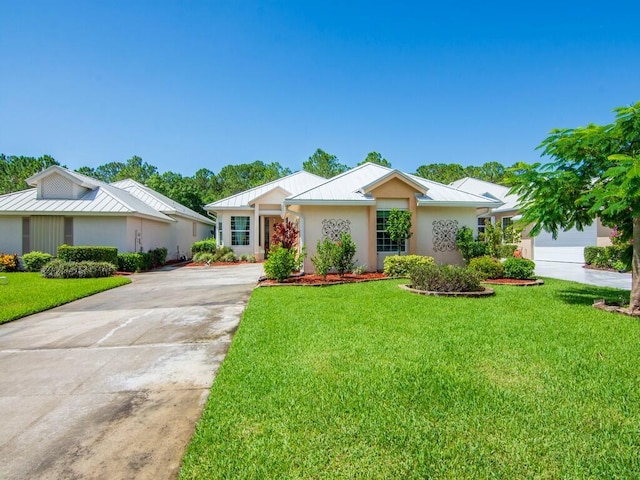 ranch-style house featuring a front yard