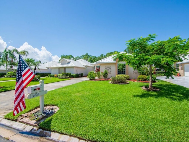 ranch-style home featuring a front yard