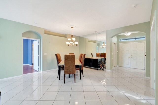 living room featuring light tile patterned flooring