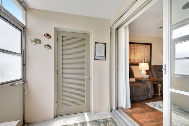 doorway to outside featuring light hardwood / wood-style flooring