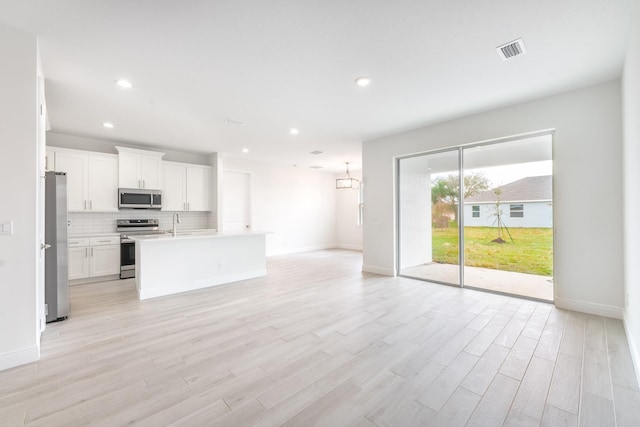 unfurnished living room featuring light hardwood / wood-style flooring