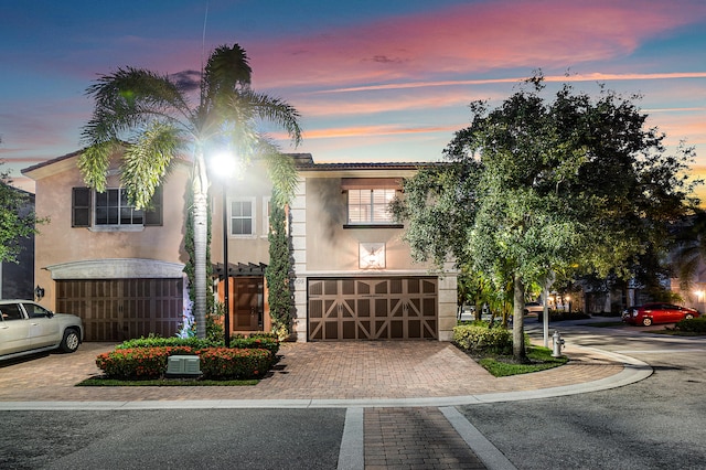 view of front of home with a garage