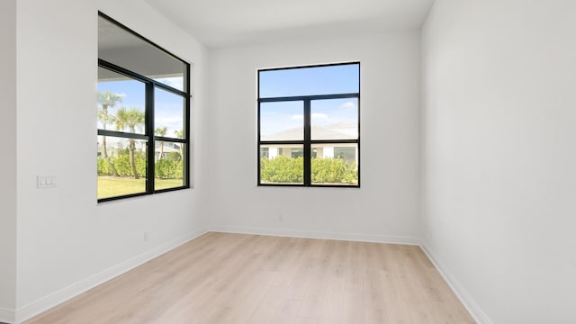 unfurnished room with light wood-type flooring and a wealth of natural light