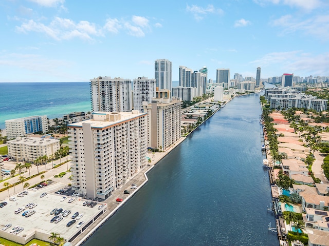 bird's eye view featuring a water view