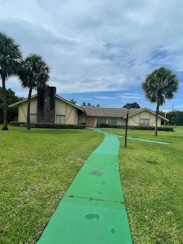 view of community with a lawn