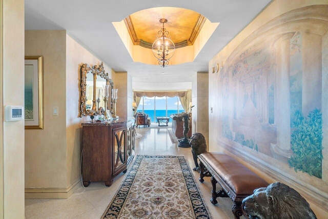 3740 S Ocean Blvd Unit 1708, Highland Beach, FL 33487 - dining room featuring crown molding and a water view