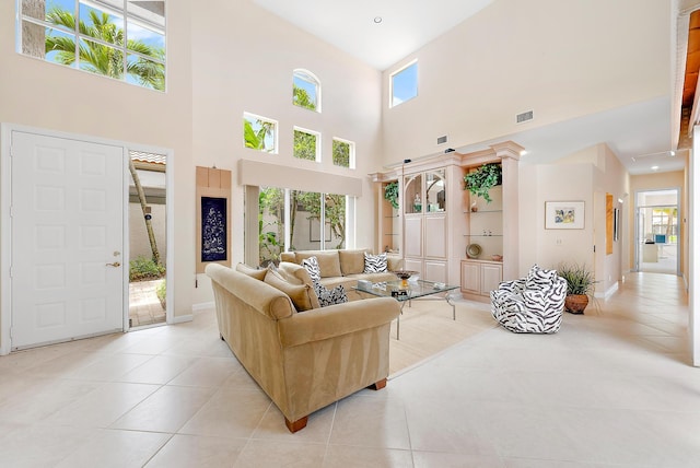 view of tiled living room