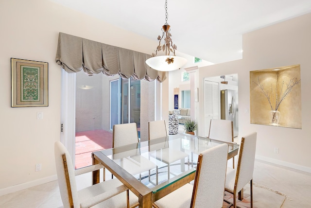 view of tiled dining space