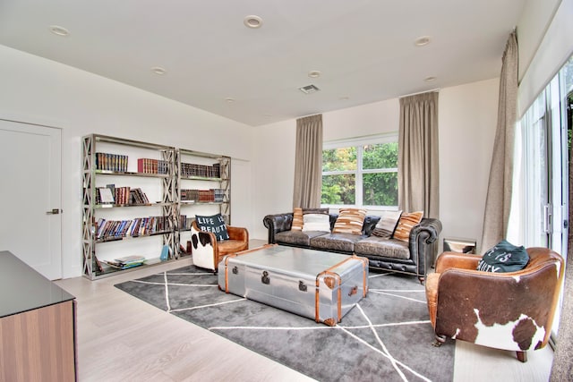 living room with hardwood / wood-style flooring