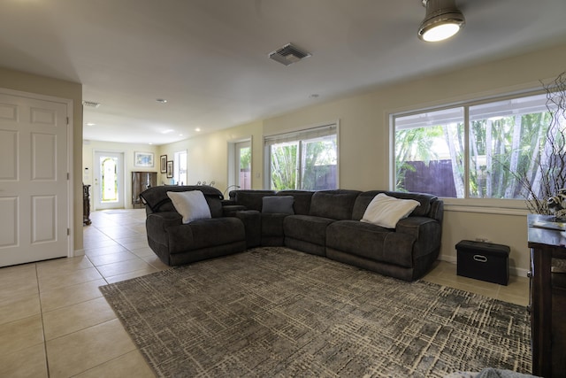 view of tiled living room