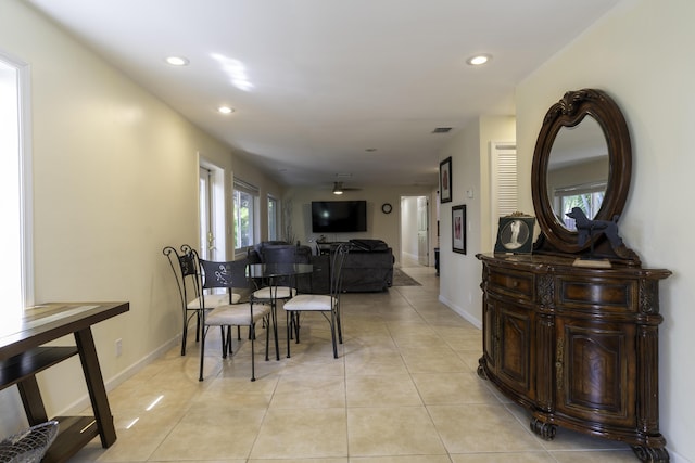 dining room featuring light tile patterned floors