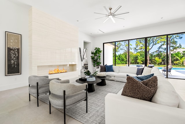 view of tiled living room