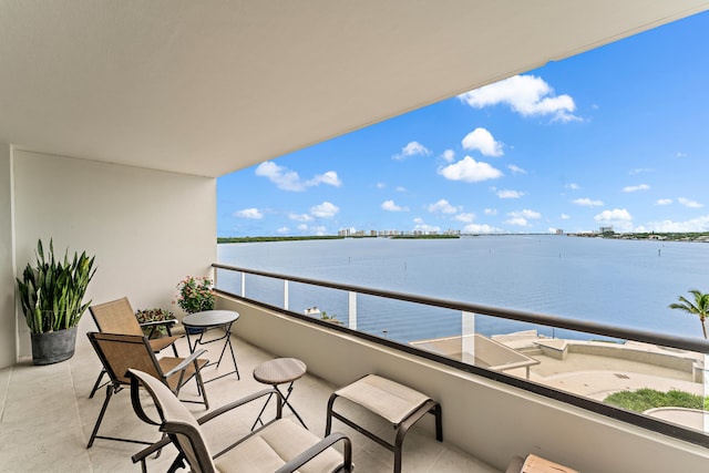 balcony with a water view