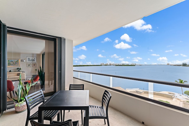 balcony with a water view