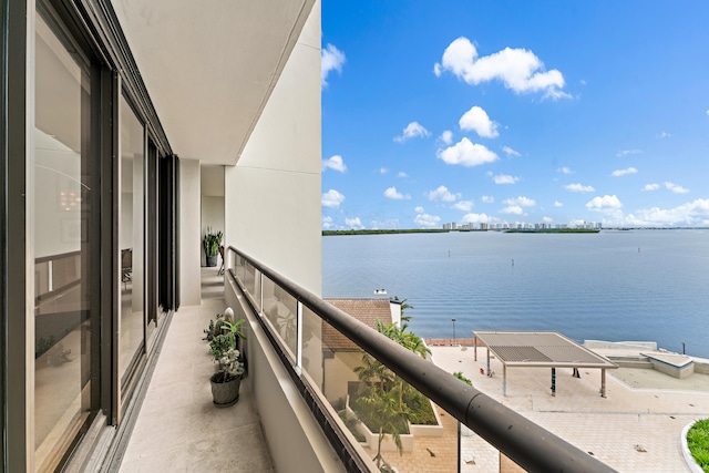 balcony with a water view