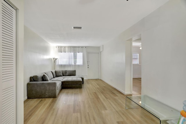 living room featuring light hardwood / wood-style flooring