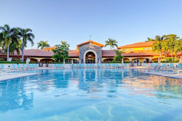 view of pool featuring a patio area