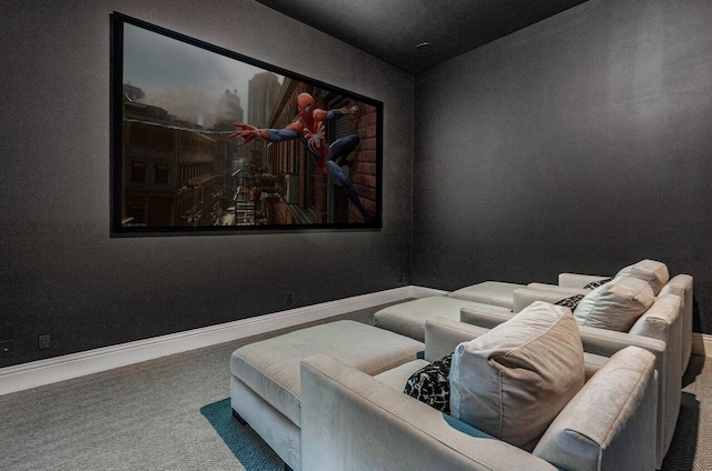 home theater with carpet