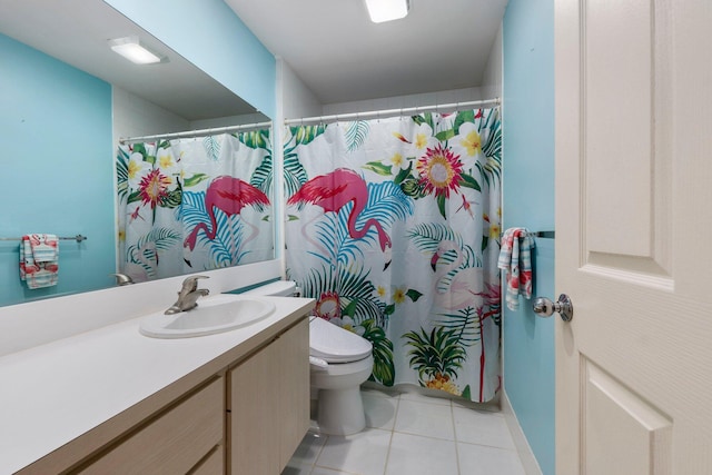 1217 NW Sun Terrace Cir Unit B, Port Saint Lucie, FL 34986 - full bathroom with toilet, vanity, tile patterned floors, and a shower with curtain
