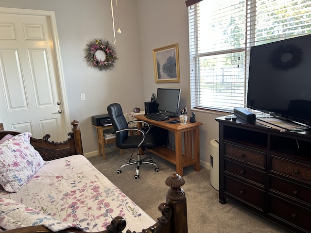 view of carpeted home office