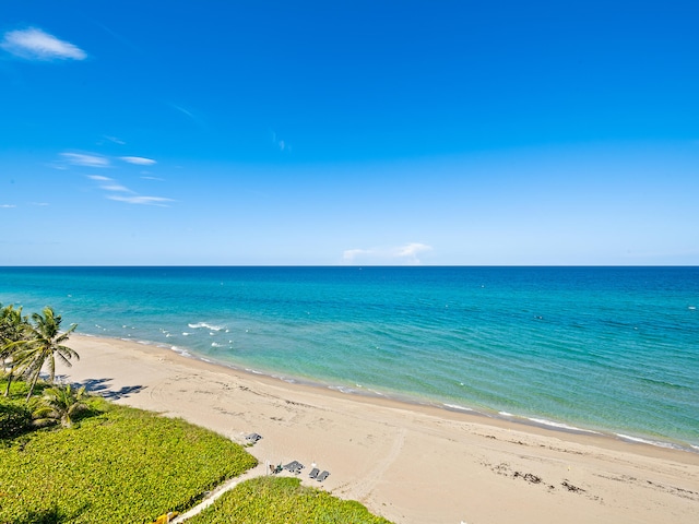 view of water feature with a view of the beach