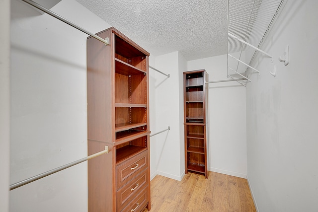 walk in closet featuring light hardwood / wood-style flooring