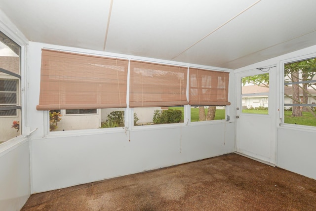 view of unfurnished sunroom