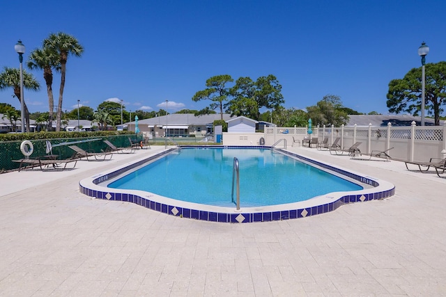 view of pool featuring a patio