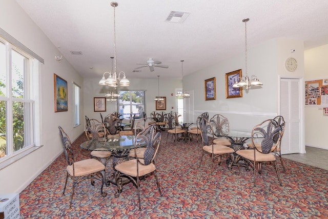 dining area featuring ceiling fan