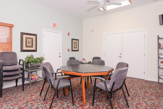 dining area with ceiling fan