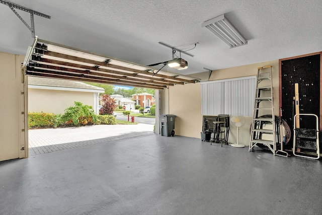 garage with a garage door opener