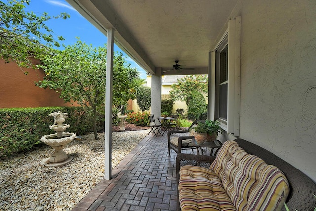 view of patio with ceiling fan